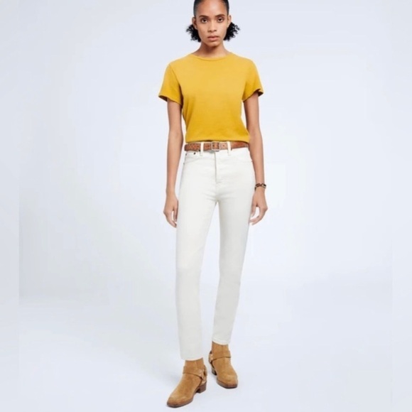 RE/DONE 90’s High Rise Ankle Crop Classic 5-Pocket Button Fly Comfort Stretch